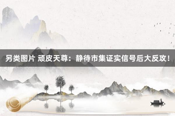 另类图片 顽皮天尊：静待市集证实信号后大反攻！
