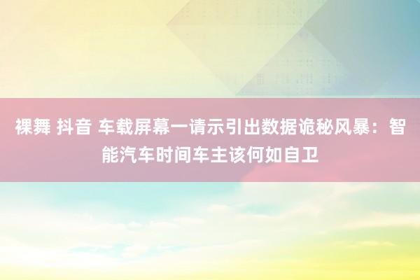 裸舞 抖音 车载屏幕一请示引出数据诡秘风暴：智能汽车时间车主该何如自卫