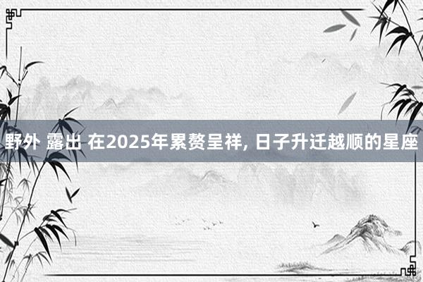 野外 露出 在2025年累赘呈祥， 日子升迁越顺的星座