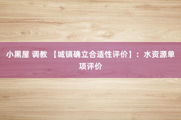 小黑屋 调教 【城镇确立合适性评价】：水资源单项评价